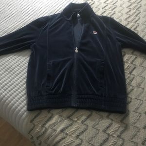 Velour FILA Jacket 90s Retro Vintage Navy EUC